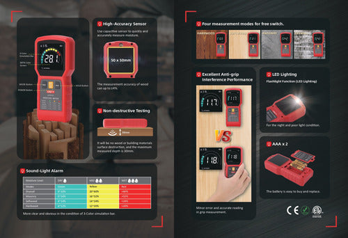 Uni-T Tester Medidor De Humedad Sin Clavijas UT377C 7