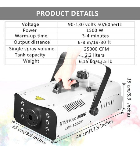 XWSTGEQ 1500 Watt Fog Machine with 6 LED Lights and Remote Control 4