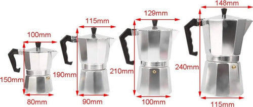 Barrilcomuy Cafetera Italiana 3 Tazas 150ml Café Exprés 15cm Alto 1