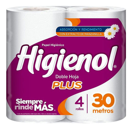 Pack Papel Higienico Higienol Doble Hoja 30 Metros 4 Rollos 1