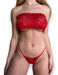 Temptation Lingerie Lace Bandeau and Thong Set + Lace Thigh-High Stockings for Women 5