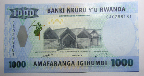 Rwanda Billete 1000 Francos 2019 Unc Aldeas Mono 0