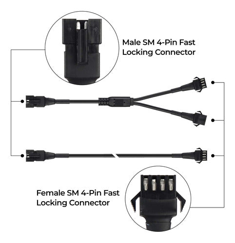 4 Cables Prolongadores Y 3 Divisores 2 Vías Para Leds Rgb 1