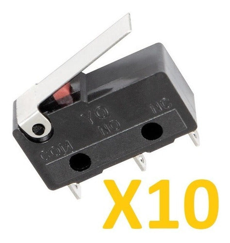 Pack of 10 Micro Switch Endstops 5A 250V CNC Lever Short 0