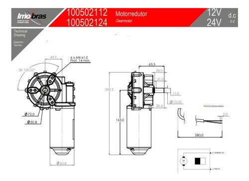 Motoredutor Imobras 12v 29rpm 100502112 5