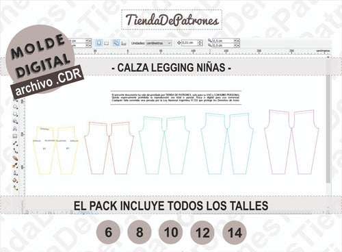 Molde Patron Coreldraw Calza Legging Niñas Talles Del 6 A 14 1