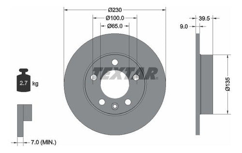 Discos De Freno Traseros Audi A1 A3 Textar Juego 1