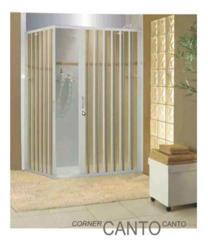 BCF Folding Corner Shower Screen PVC L 115 X 115 Cm Beige 1