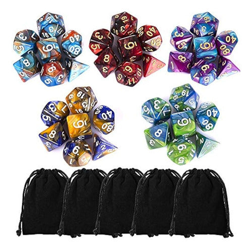 Ciaraq Polyhedral Dice Set (35 Pieces) with Black Bags 0