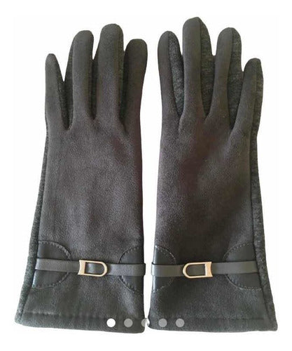 Chilena Thermal Gloves in Grey Suede and Wool 0