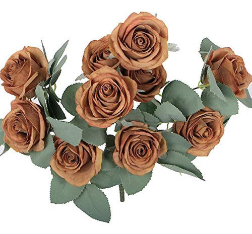 Vwmyq 10 Cabezas Vintage Artificial Rose Decoration Silk Flo 1