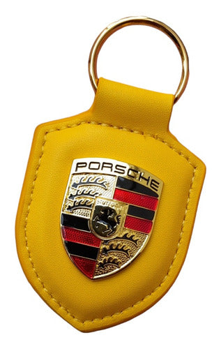 Porsche Leather Metal Keychain Yellow 0