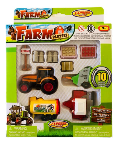 Farm Toy Set Tractor Trailers Accessories Express Wheels 0