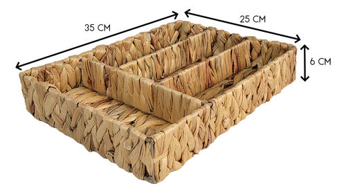 Cubiertero Mimbre Seagras Organizador Cajon Cubiertos Grande 1