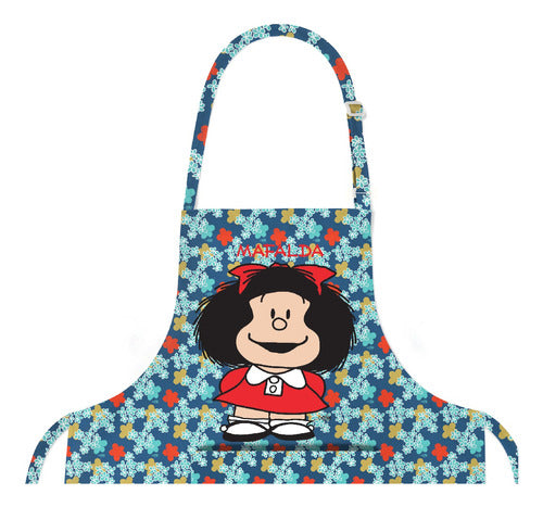 I Love Gifts Mafalda Floral and Checkered Silhouette Apron 2