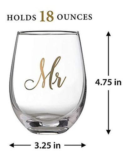 Lillian Rose Gold Mr. Stemless Wine Glass, 16oz, Yellow, G11 2