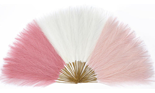 Varas De Pampas Grass/ Plumon Artificiales 60u Rosa Crema 0