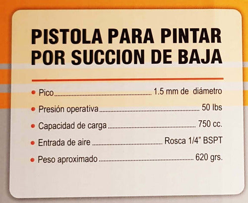 Pistola Soplete Pintar Por Succión 750cc Tanque Aluminio 4