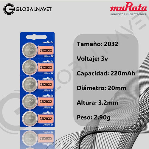 5 Pilas Boton Cr2032 Sony Murata 2032 Litio Distribuidora 2