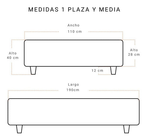 LTC Box Para Colchón De 1 Plaza Y Media En Madera La Tentación 3