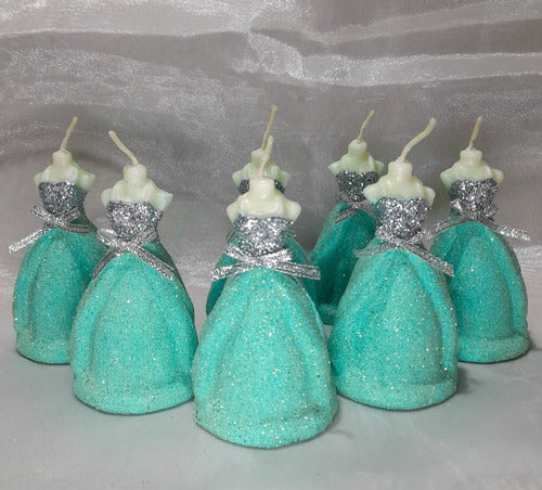Set of 15 Handcrafted Glitter Finish Dress Candles for 15-Year-Old Ceremony 19
