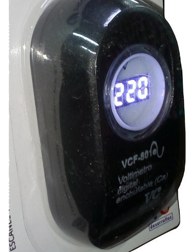 Voltimetro Digital Led 220v Enchufable Ca Negro Protovolt 0