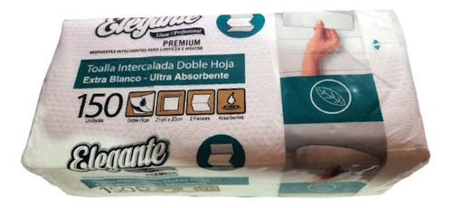 Elegante Toalla Intercalada Doble Hoja 150uni Extra Blanco 0