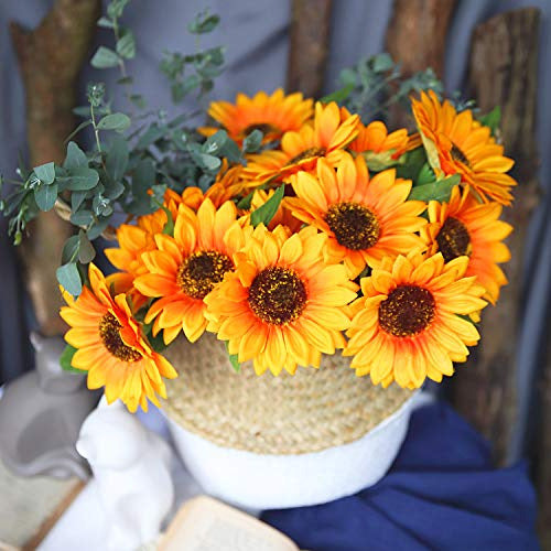 T4u - Ramo De Flores Artificiales De Girasoles Con Tallos Pa 1