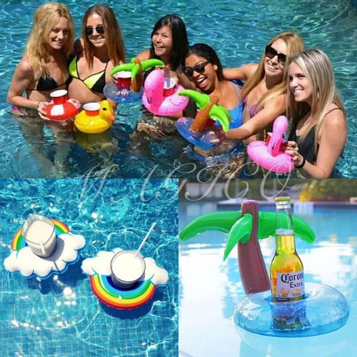 Set of 12 Inflatable Drink Holders for Pool Various Designs 2