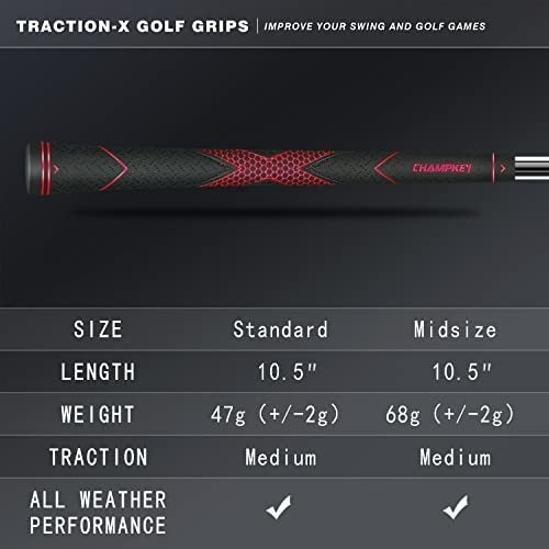 Champkey Traction-x Golf Grips 13 Pack - Standard - Red 5