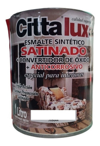 Citta Lux 3 in 1 Satin Black Enamel Paint 1 Liter 0