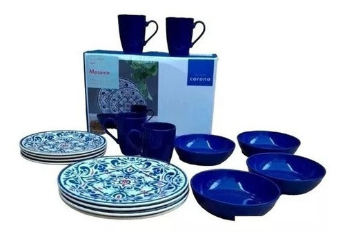 Vicentoli Vajilla Set Platos 16 Piezas Ceramica Apto Microondas Mo Im 0