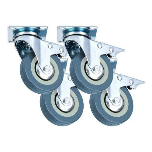 S73 Swivel Wheels with Brake 50mm Rubber-Metal 4 Units 0