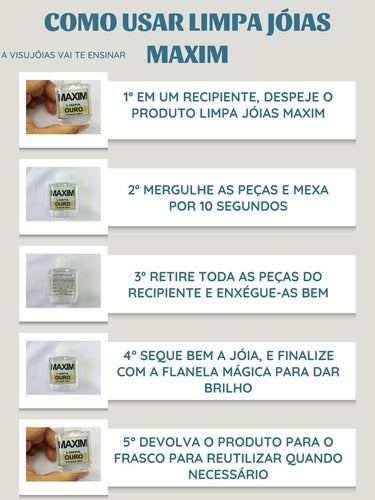 Kit 40 Limpa Jóias Verdadeiras Ouro Puro 18k Maxim 40ml 4