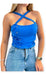 Crossed Short Top with Front Lace Detail at Neckline 0