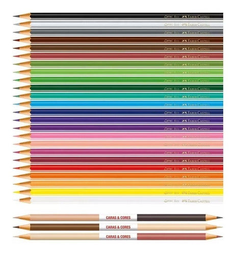 Lápis De Cor Faber Castell 24 Caras E Cores + 6 Tons De Pele 1