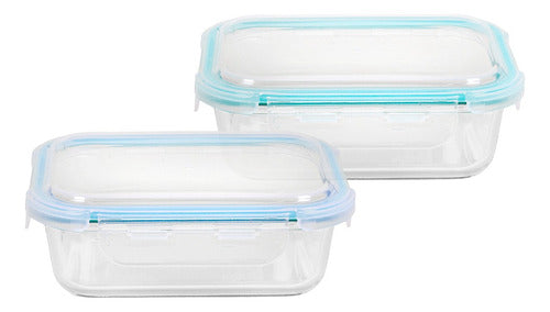 Rectangular Glass Container 640 mL with Hermetic Lid 0