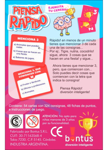 Bontus Juego De Cartas Piensa Rapido 1