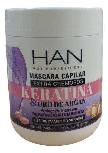 Han Crema De Peinar + Mascara Keratina Fortalece +kit Peine 4