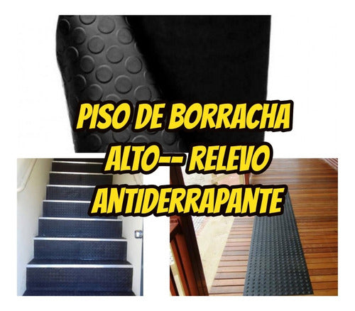 Piso De Borracha Formato Moeda Antiderrapante 3mm 10.00x1.00 2