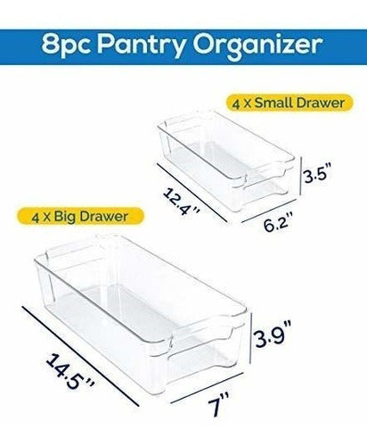 8 Organizadores De Heladera Utopia Transparentes 2 Tamaños 2