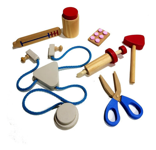 Wooden Educational Doctor Toy Set with Briefcase Syringe Pill 0
