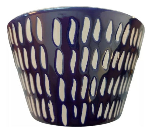 Generic Ceramic Bowl Blue White Rowing Sparks Design 5 Ounces 0