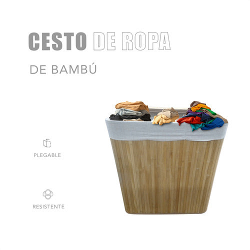 Foldable Bamboo Laundry Basket Reinforced Lightweight 1