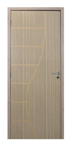 Kit Porta De Madeira Decorada 215x74cm Com Batente De Mdf 2