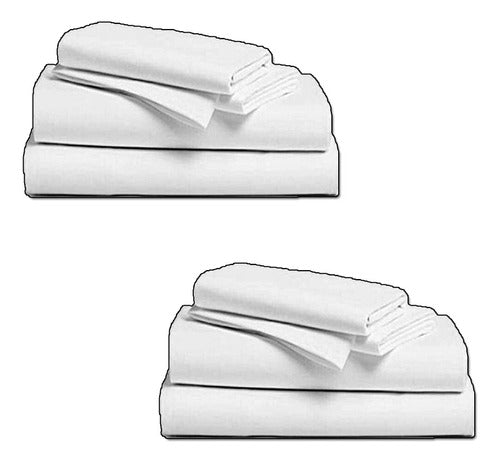 Pack of 2 Hotelier Bed Sheet Set 1 1/2 Pl 100% Cotton White 0