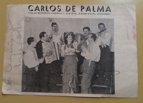 Antiguo Folleto Firmado X Carlos Palma Y Lupe Cortes 0