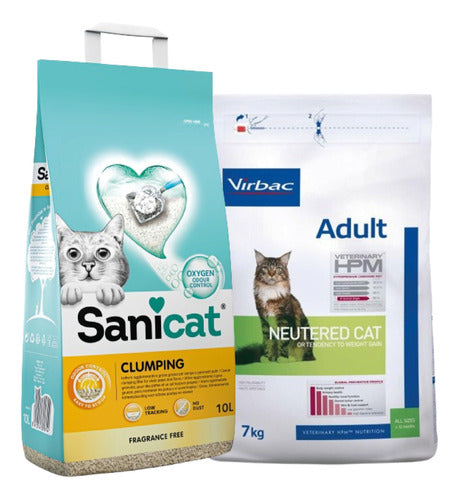 HPM Gato Adulto 7kg + Sanicat Clumping Sin Aroma 10lts 0