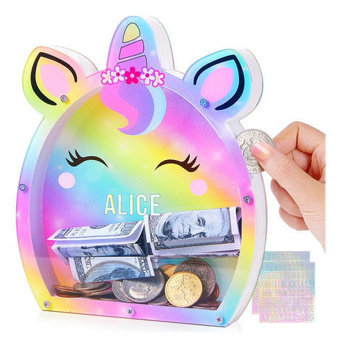 ICOSY Unicorn Piggy Bank with Name Personalization for Kids 0