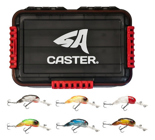 Caster Fishing Combo Box E002 + 6 Waterdog Crawfish Lures 0